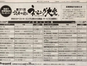 演台用マイクスタンド「マイクるジョーダン」が第31回読者が選ぶネーミング大賞にノミネート(ビジネス部門)されました!!